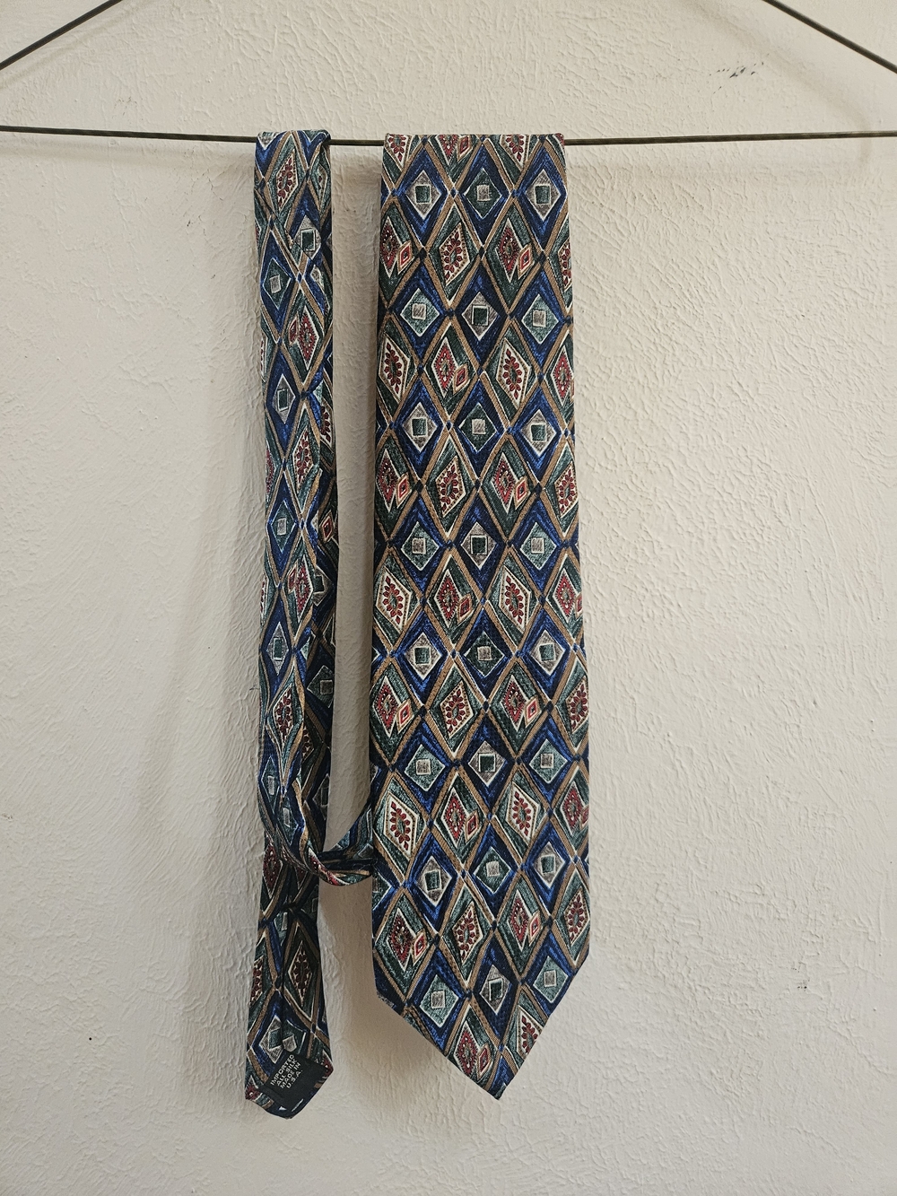 Vintage 100% Silk Guy Laroche Classic Men's Geometric Silk Tie - Blue Multi